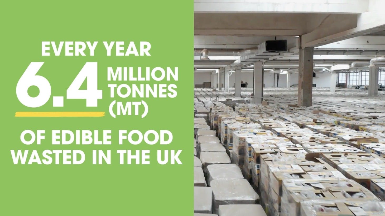 Video placeholder showing summary of video – Every year 6.4 million tonnes of edible food wasted in the UK